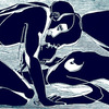 Marta Bożyk, Całujący, 70x100, linoryt, 2009.jpg